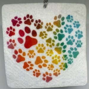 Colorful Paw Print Heart Air Freshener